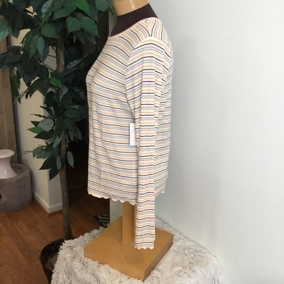 SO XL long sleeve ribbed tee w/ruffle hem green yellow - Picture 4 of 12